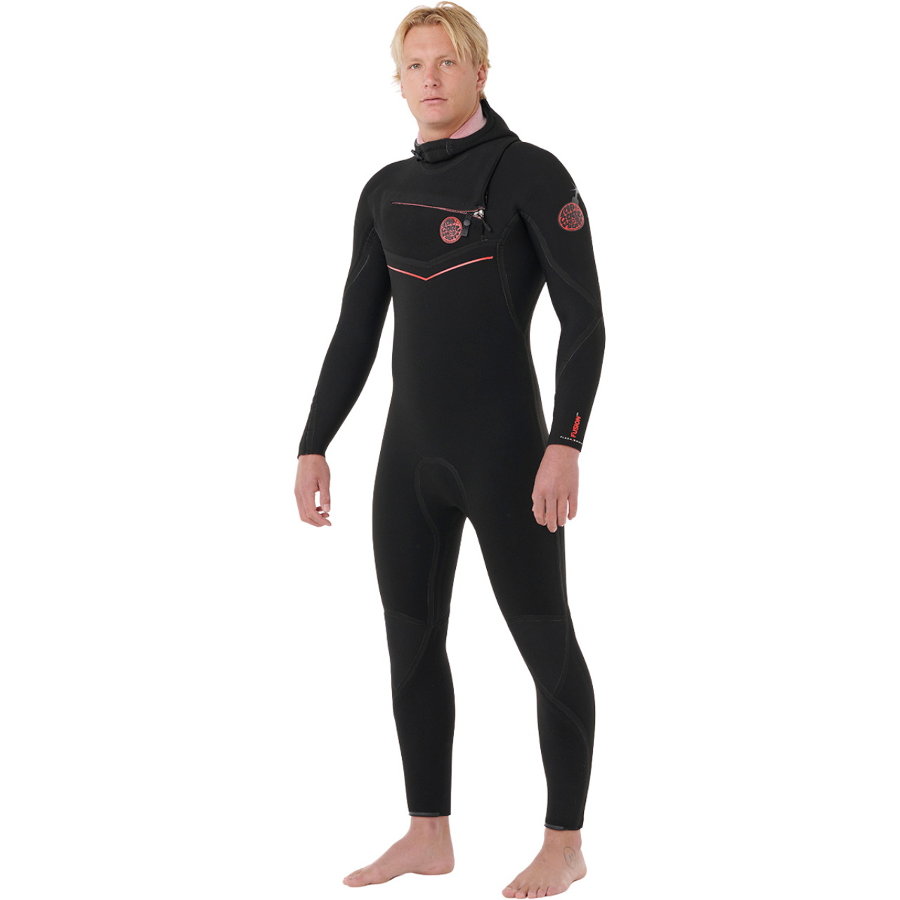 2026 Rip Curl Heren F-Bomb Fusion 4/3mm Borst Ritssluiting Met Capuchon Wetsuit 174MFS - Black